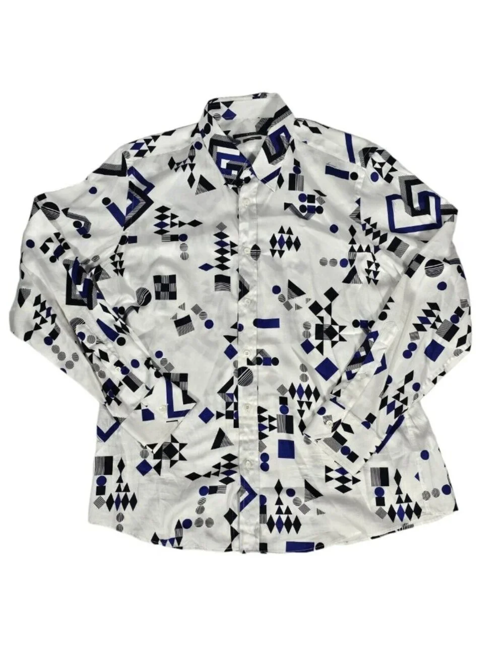 Gucci Mens Geometric Triangle Sphere Print Button Down Shirt Size 44 17.5*